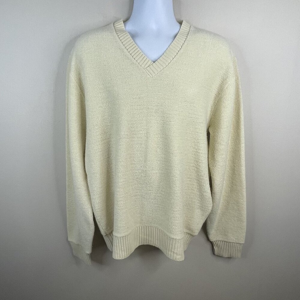 Vintage Campus Mens Preppy Reverse Weave Fuzzy Sweater XL Old Money Golf Hipster